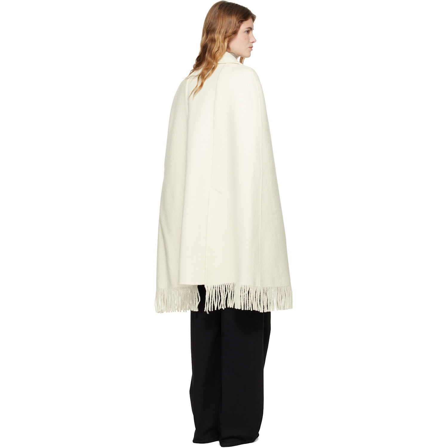  Toteme Off-white Fringe Cape Coat 