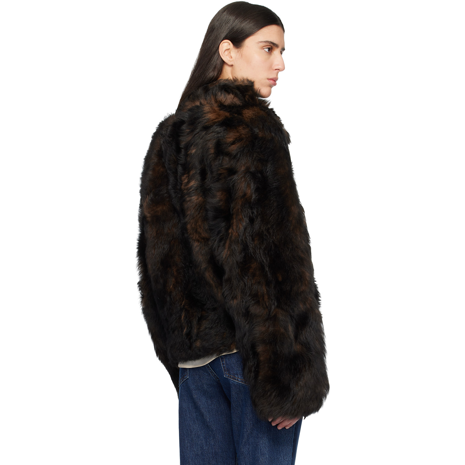  Toteme Brown Silky Shearling Jacket 