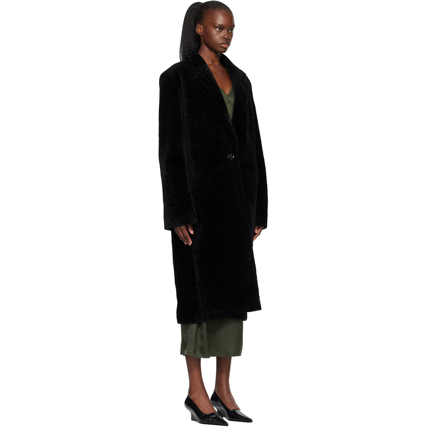  Toteme Black Classic Shearling Coat 
