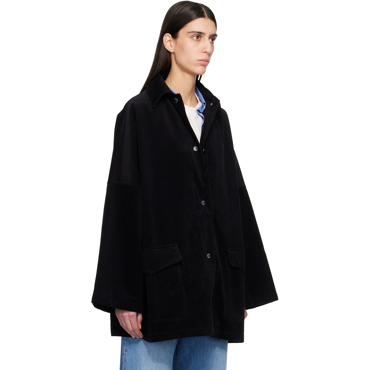  Toteme Black Cord Overshirt Chore Jacket 