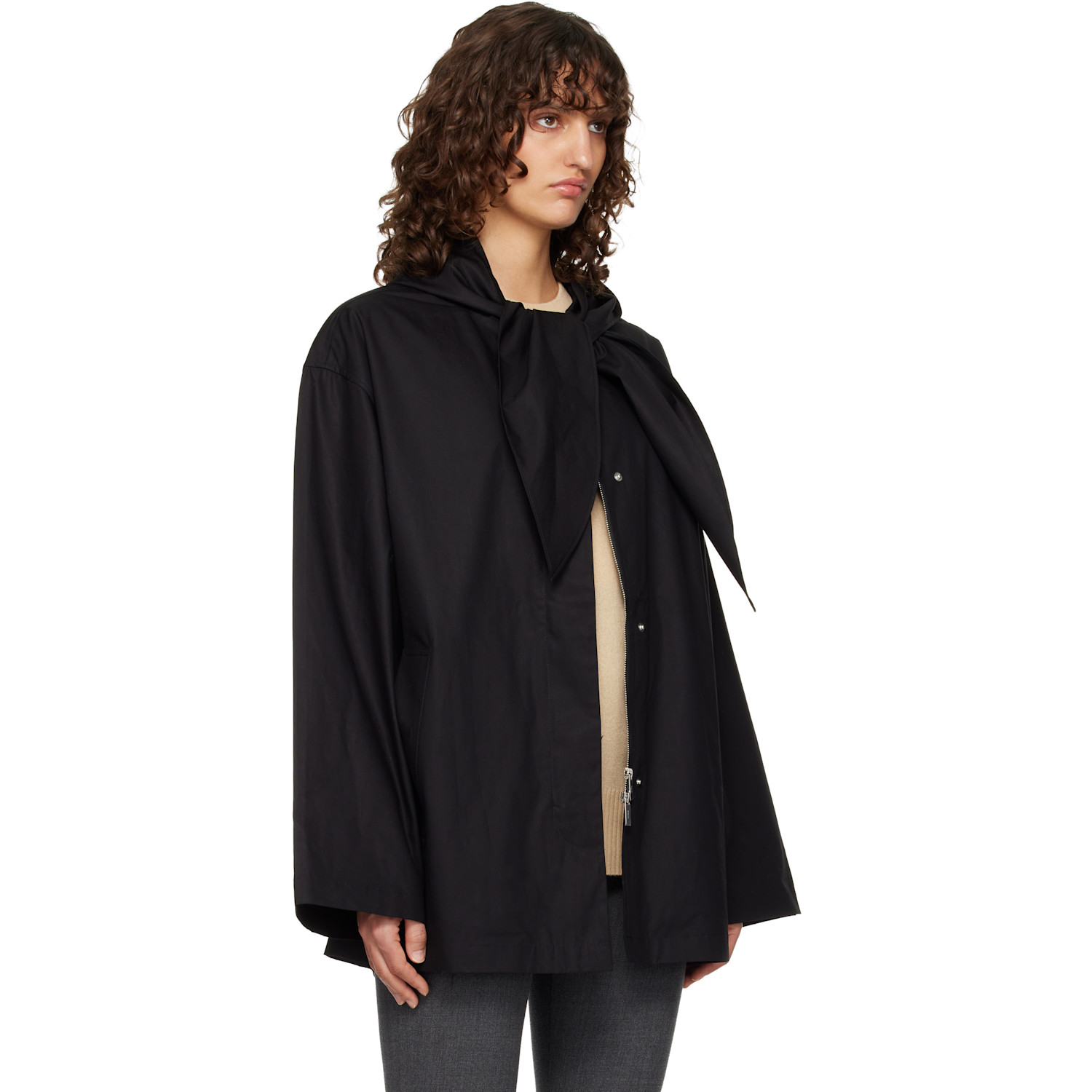  Toteme Black Technical Scarf Jacket 