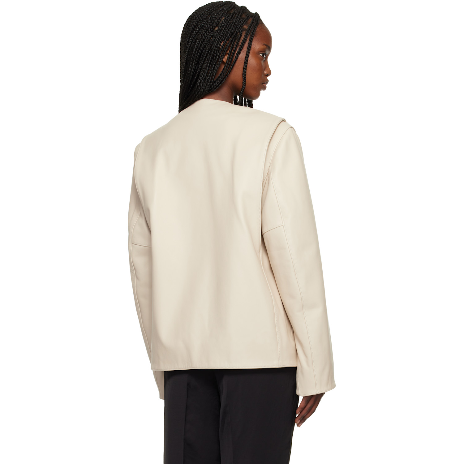  Toteme Off-white Minimal Leather Biker Jacket 