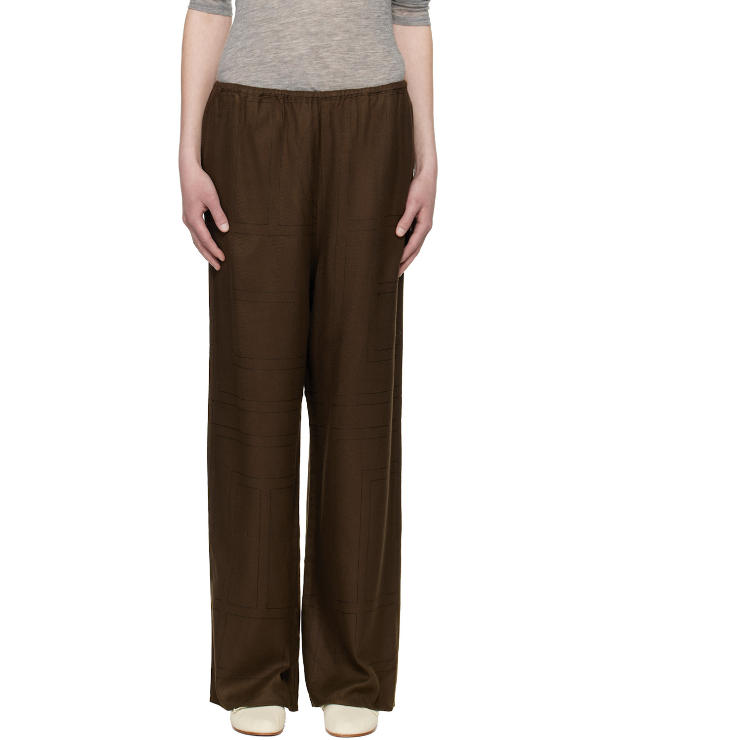 TOTEME Brown Monogram Flannel Lounge Pants