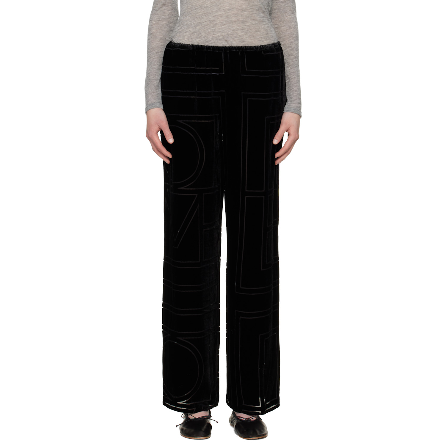 TOTEME Black Monogram Devoré Lounge Pants