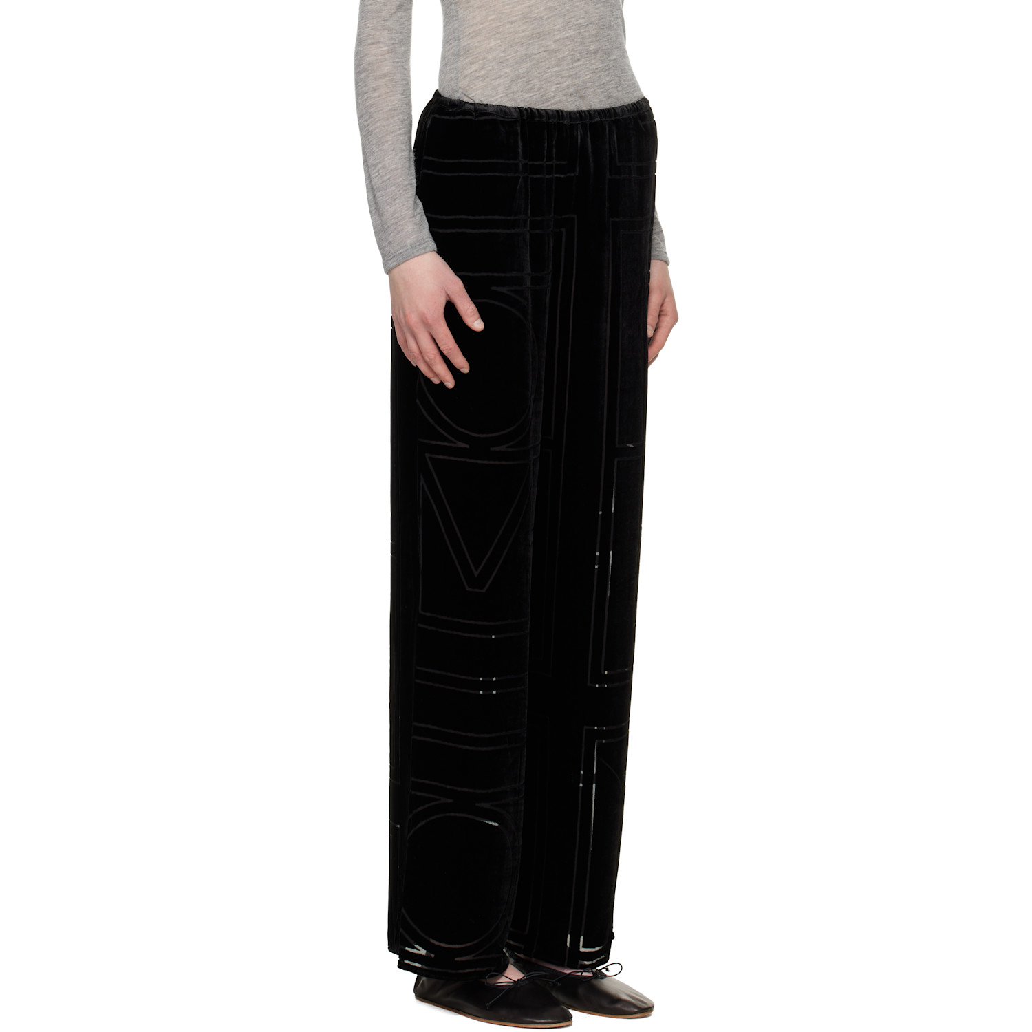  Toteme Black Monogram Devoré Lounge Pants 
