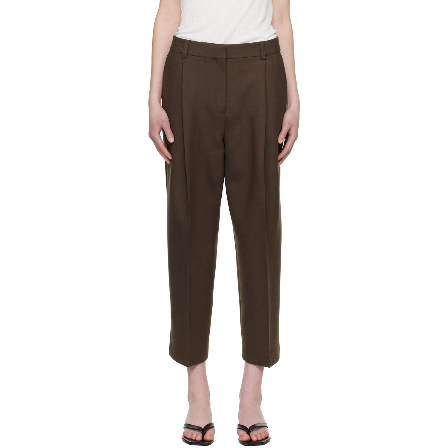 TOTEME Brown Pleated Straight Trousers