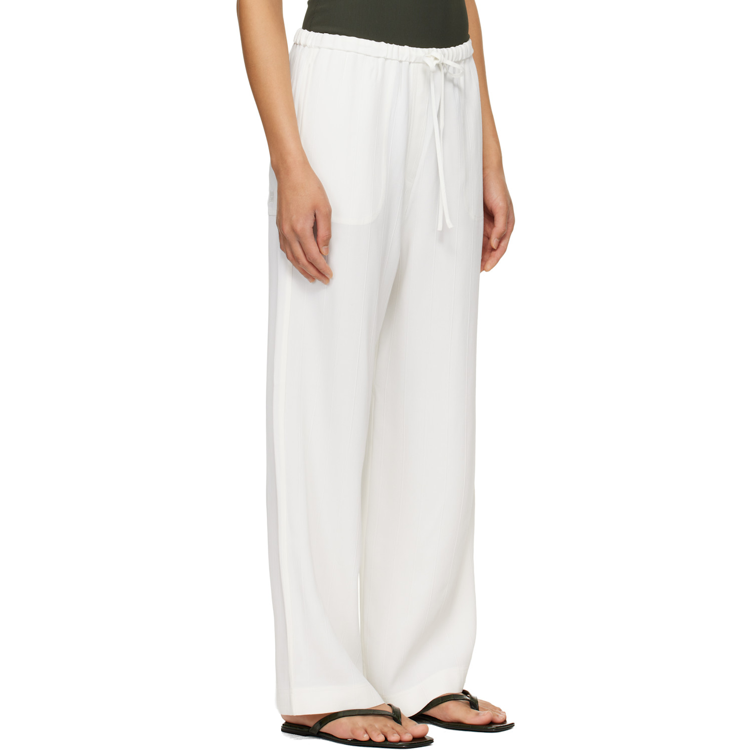 Toteme Off-white Woven Stripe Drawstring Trousers 