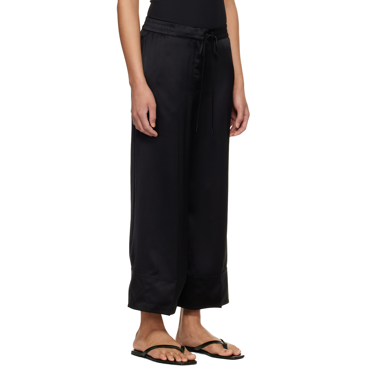  Toteme Black Satin Drawstring Trousers 