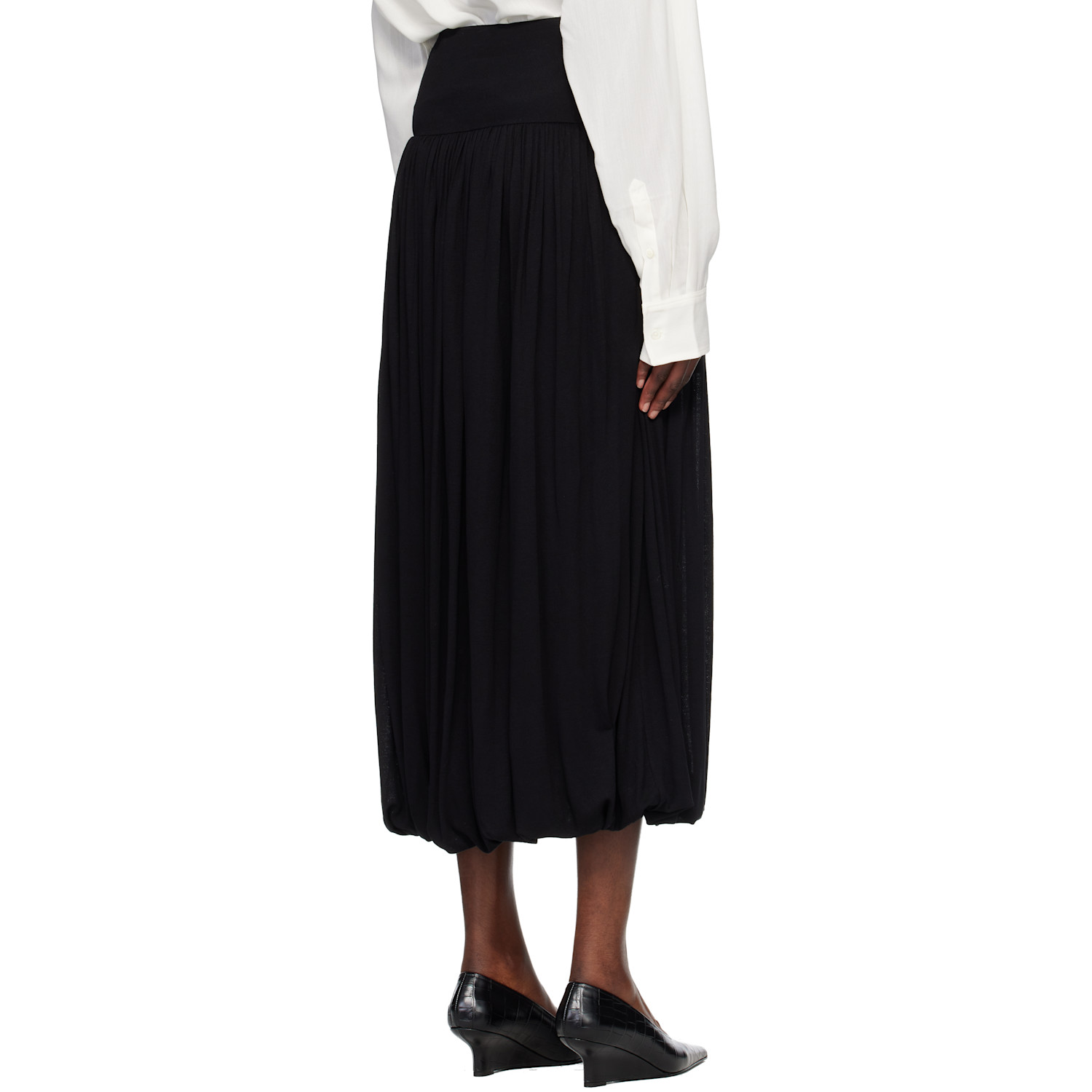  Toteme Black Soft Gathered Midi Skirt 
