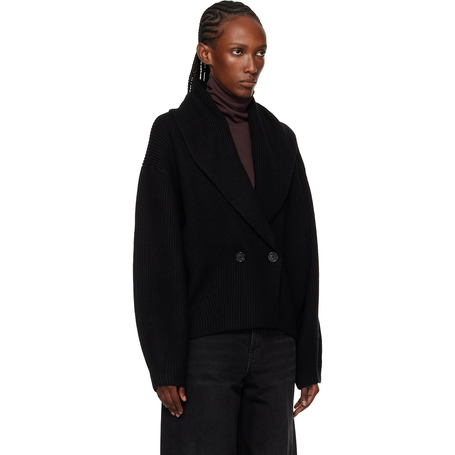 Toteme Black Shawl-lapel Cardigan 