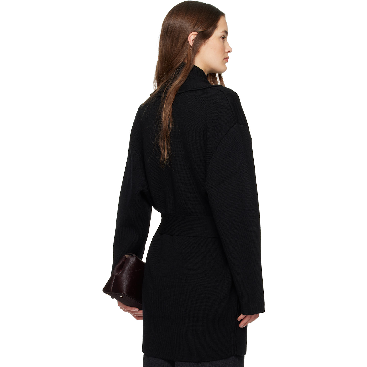  Toteme Black Shawl-lapel Robe Cardigan 