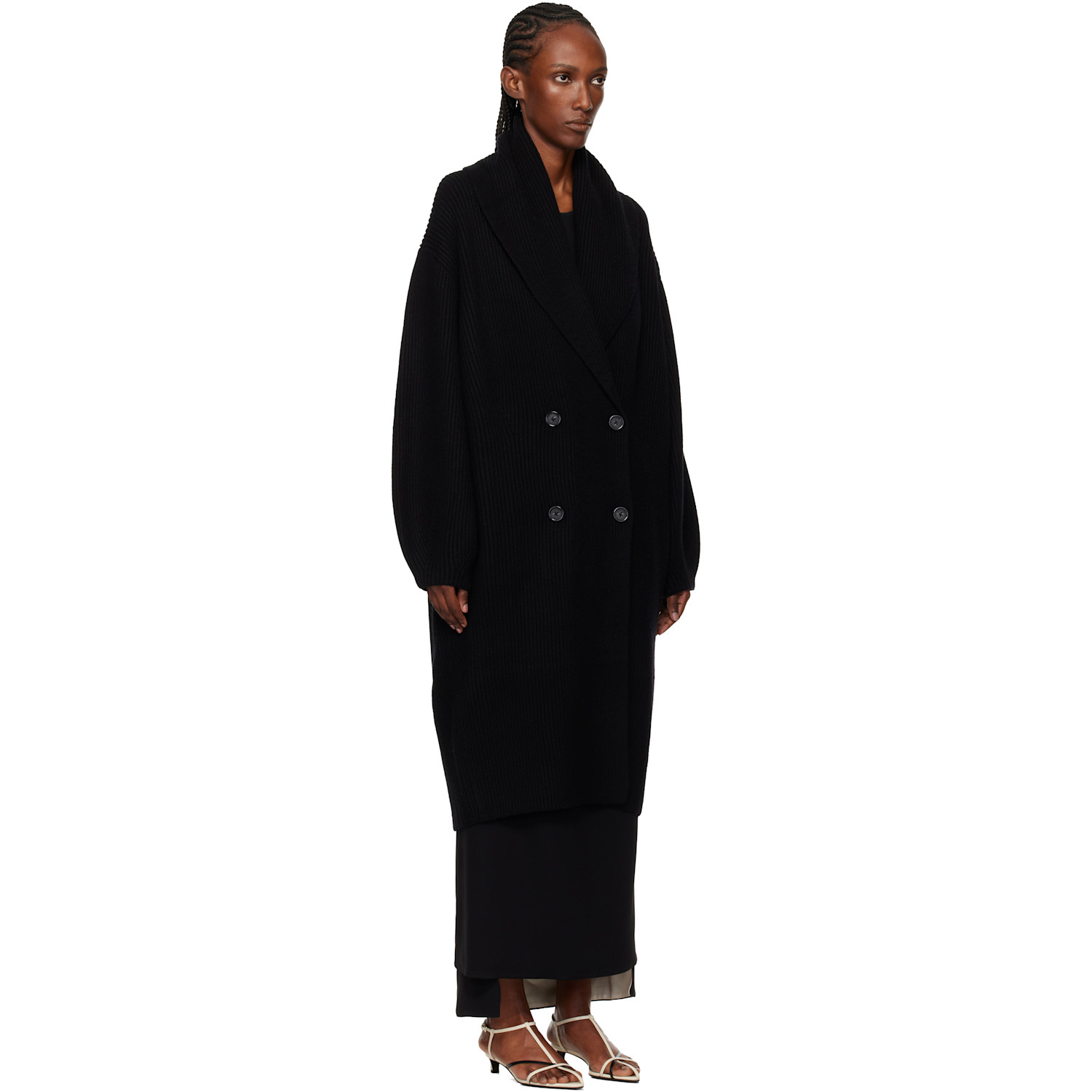  Toteme Black Long Shawl-lapel Cardigan 