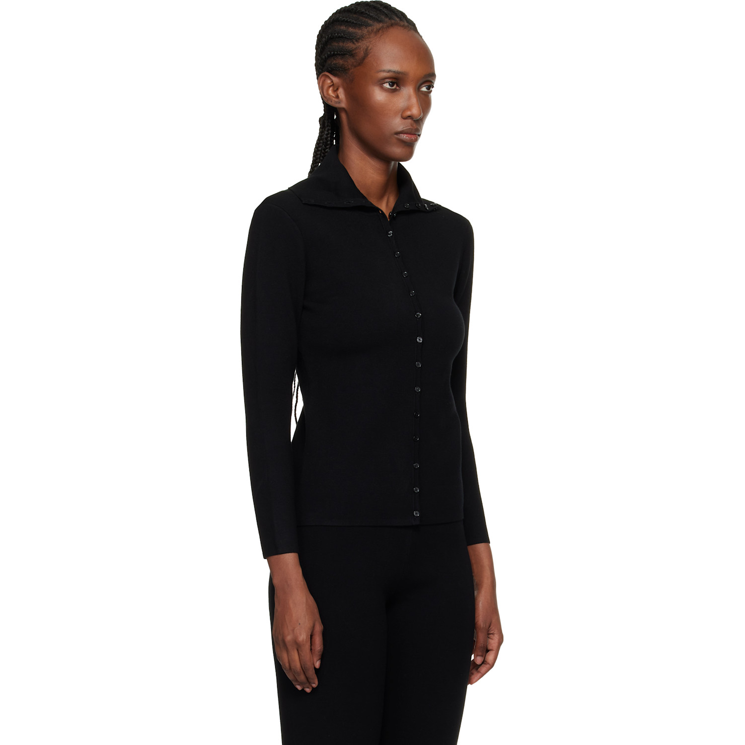  Toteme Black Fitted Polo Cardigan 