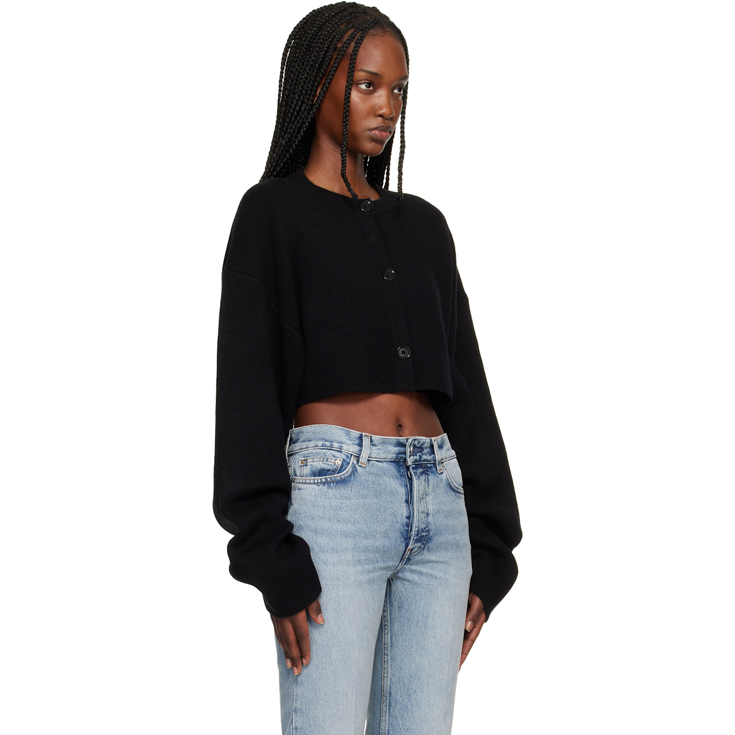  Toteme Black Cropped Oversized Cardigan 