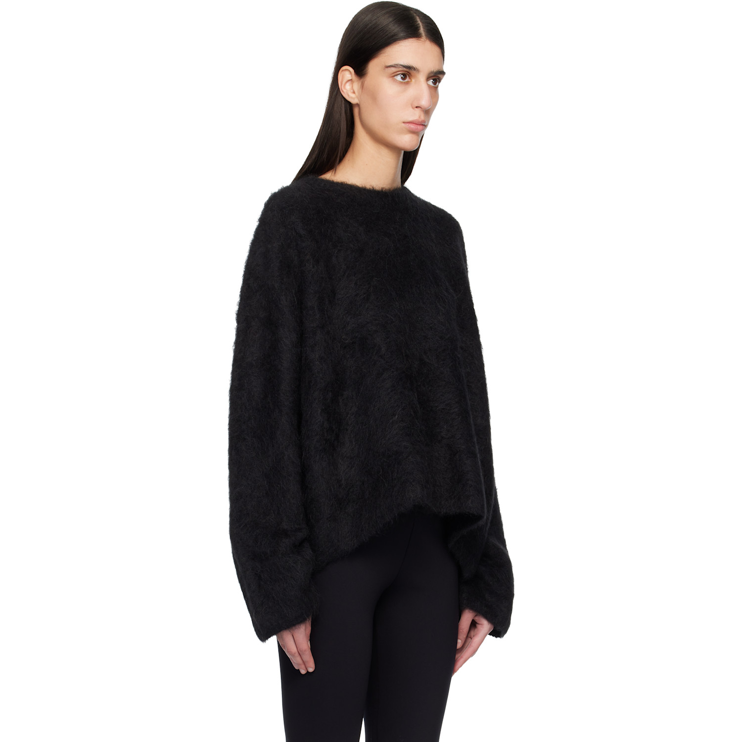  Toteme Black Boxy Alpaca Knit Sweater 