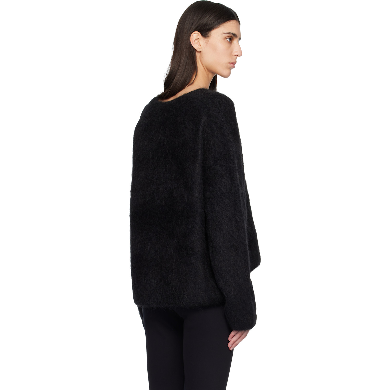  Toteme Black Boxy Alpaca Knit Sweater 