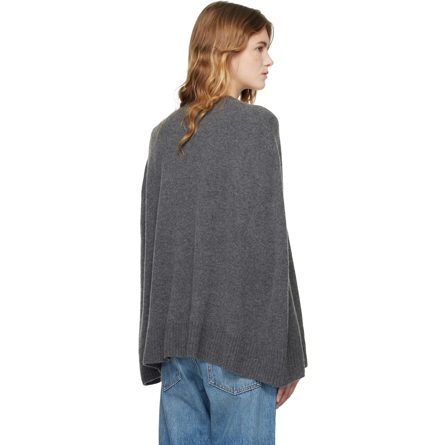  Toteme Gray Crew Cape Knit Sweater 