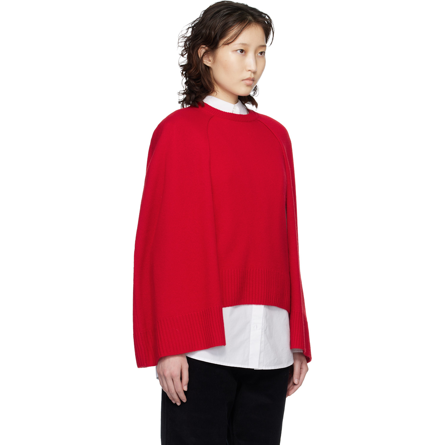  Toteme Red Crew Cape Knit Sweater 