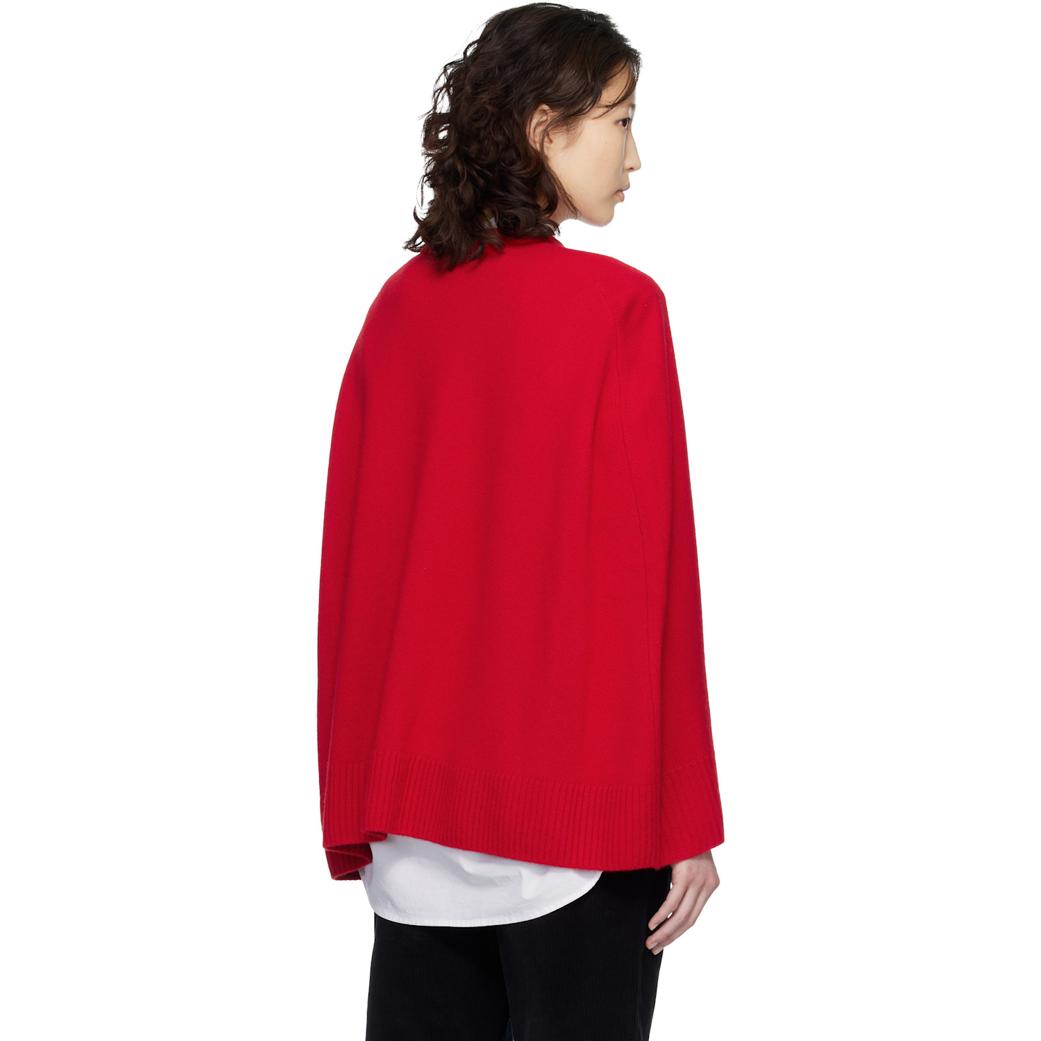  Toteme Red Crew Cape Knit Sweater 