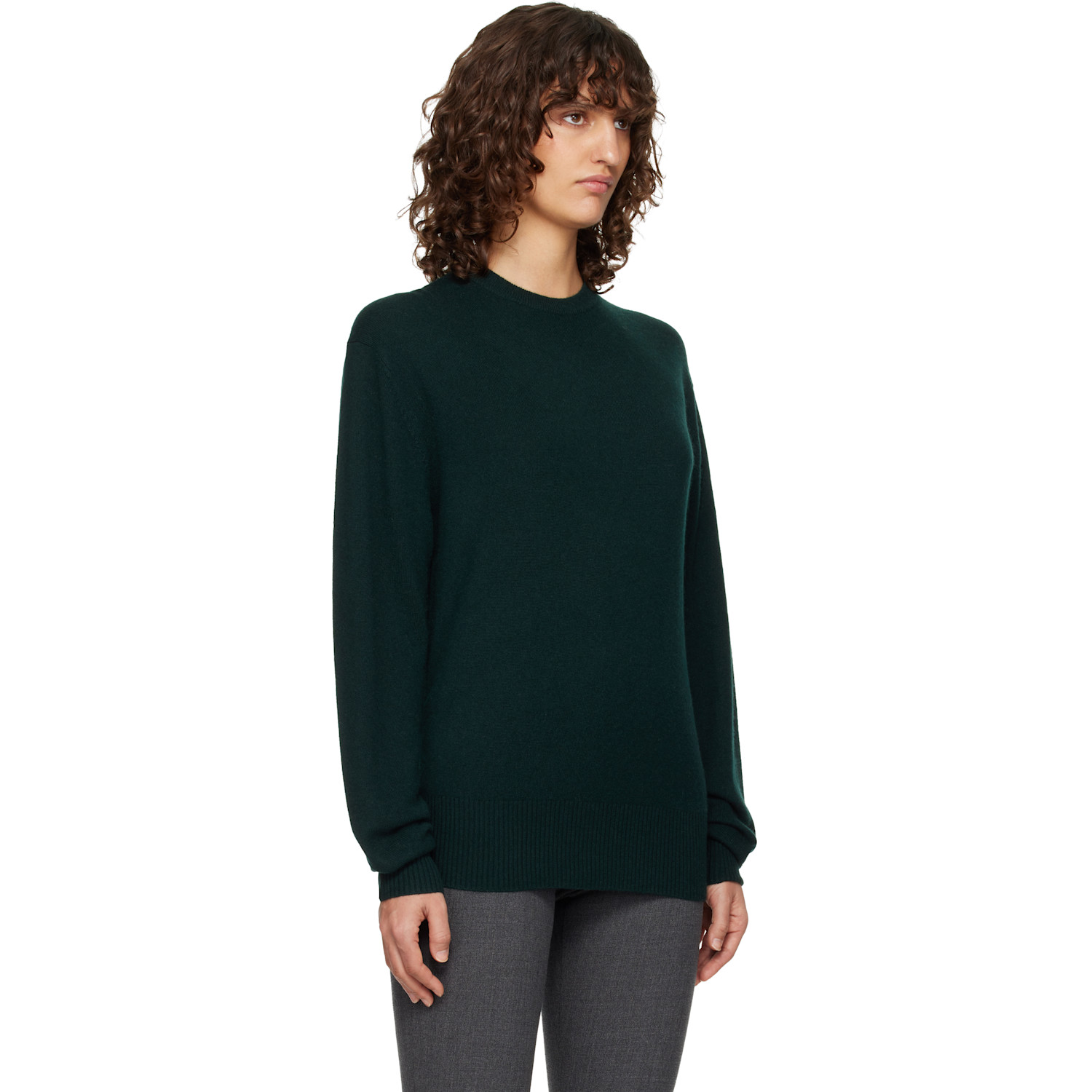  Toteme Green Classic Cashmere Crew Knit Sweater 
