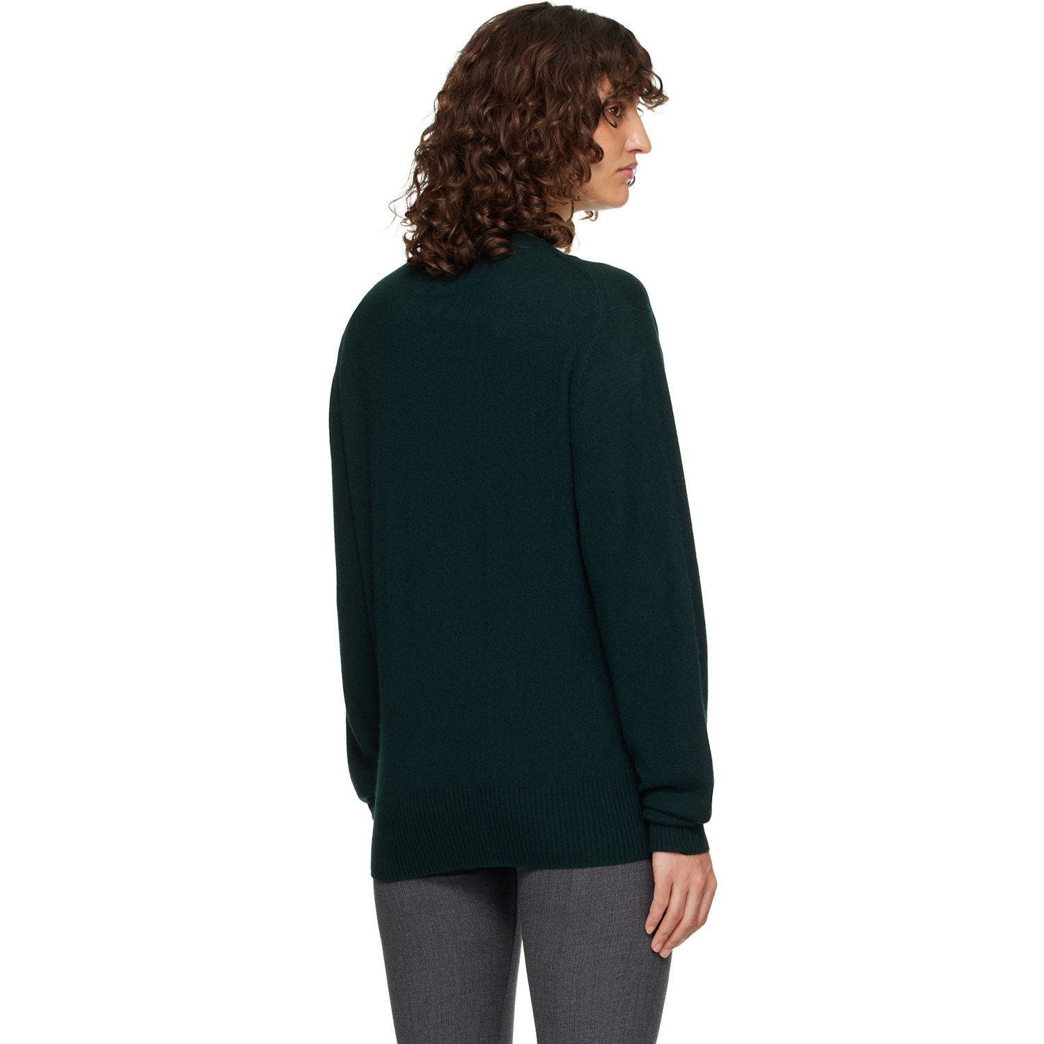  Toteme Green Classic Cashmere Crew Knit Sweater 