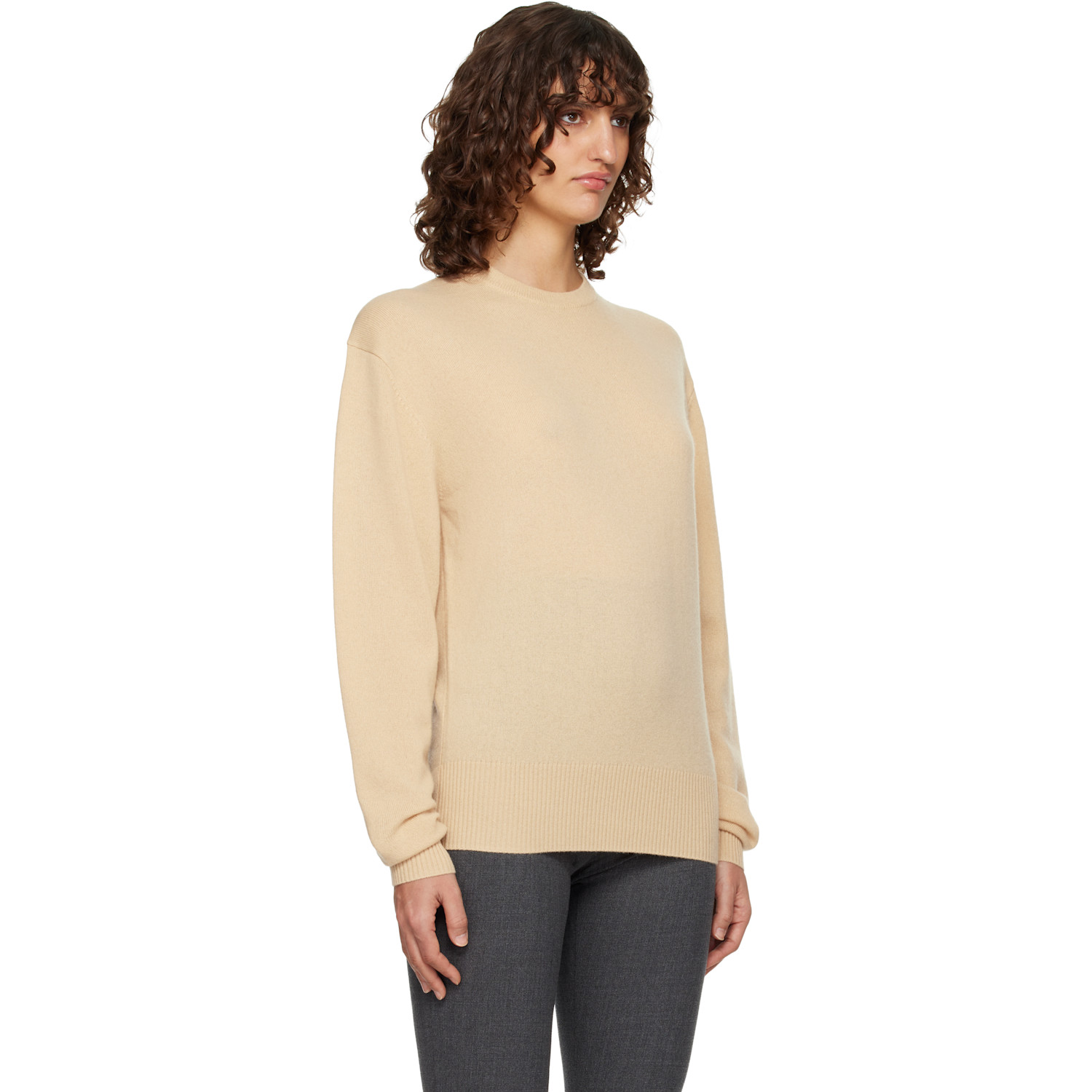  Toteme Beige Classic Cashmere Crew Knit Sweater 