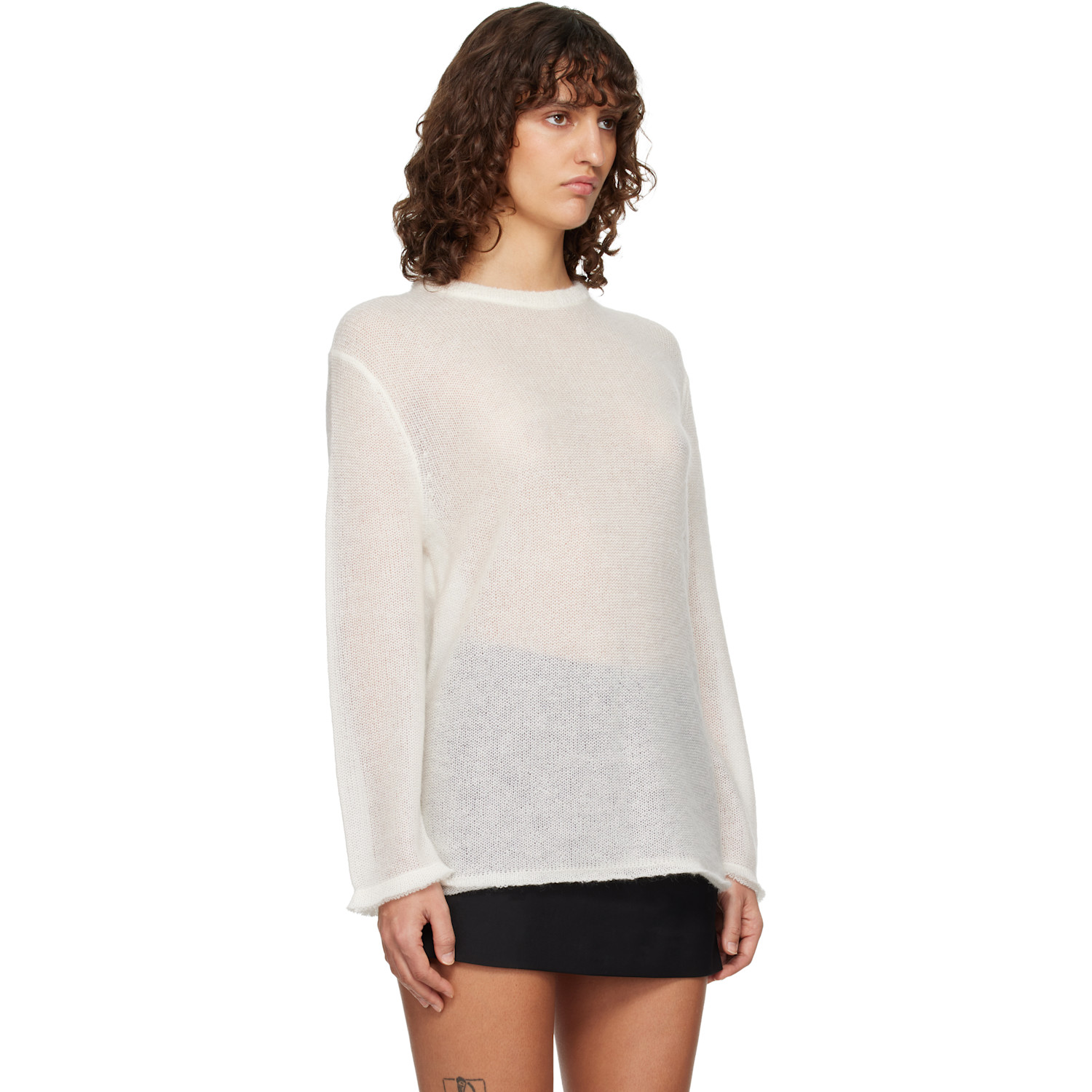  Toteme Off-white Long Open Weave Knit Sweater 