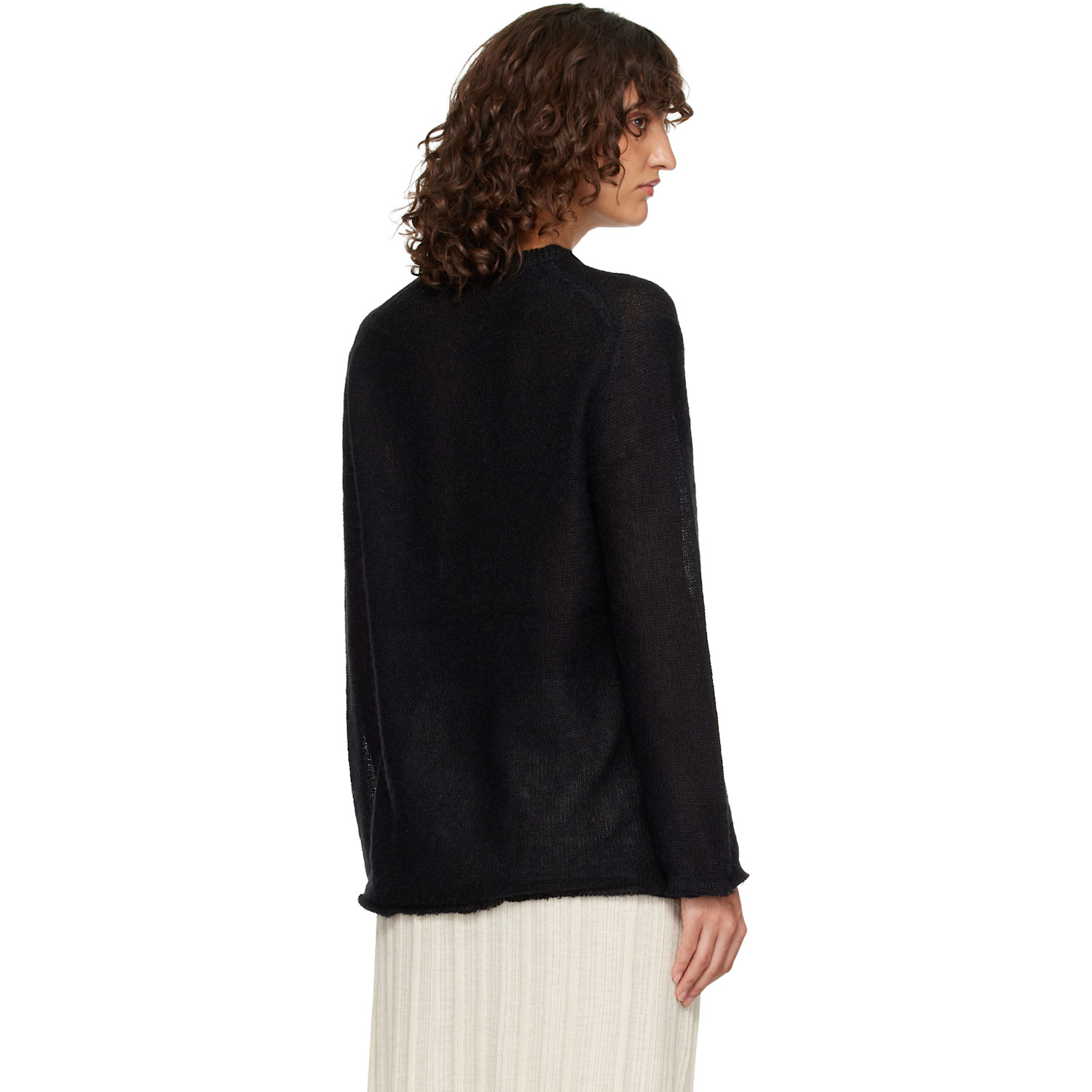  Toteme Black Long Open Weave Knit Sweater 