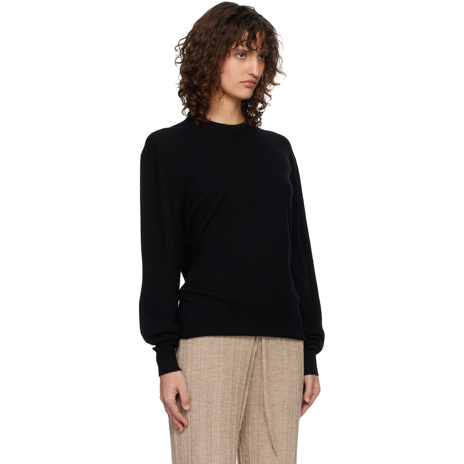  Toteme Black Classic Cashmere Crew Knit Sweater 