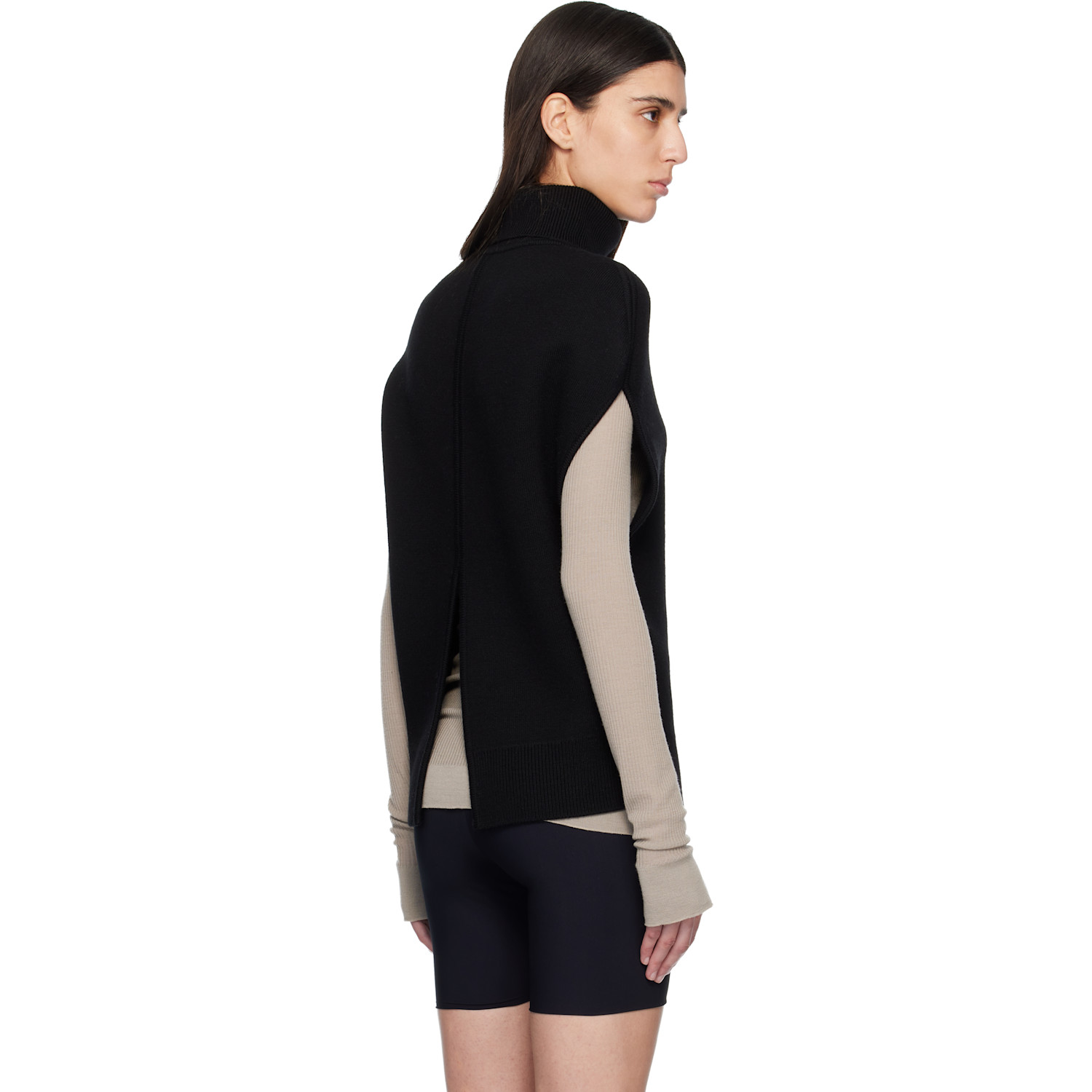 Toteme Black Double-knit Cape Turtleneck 
