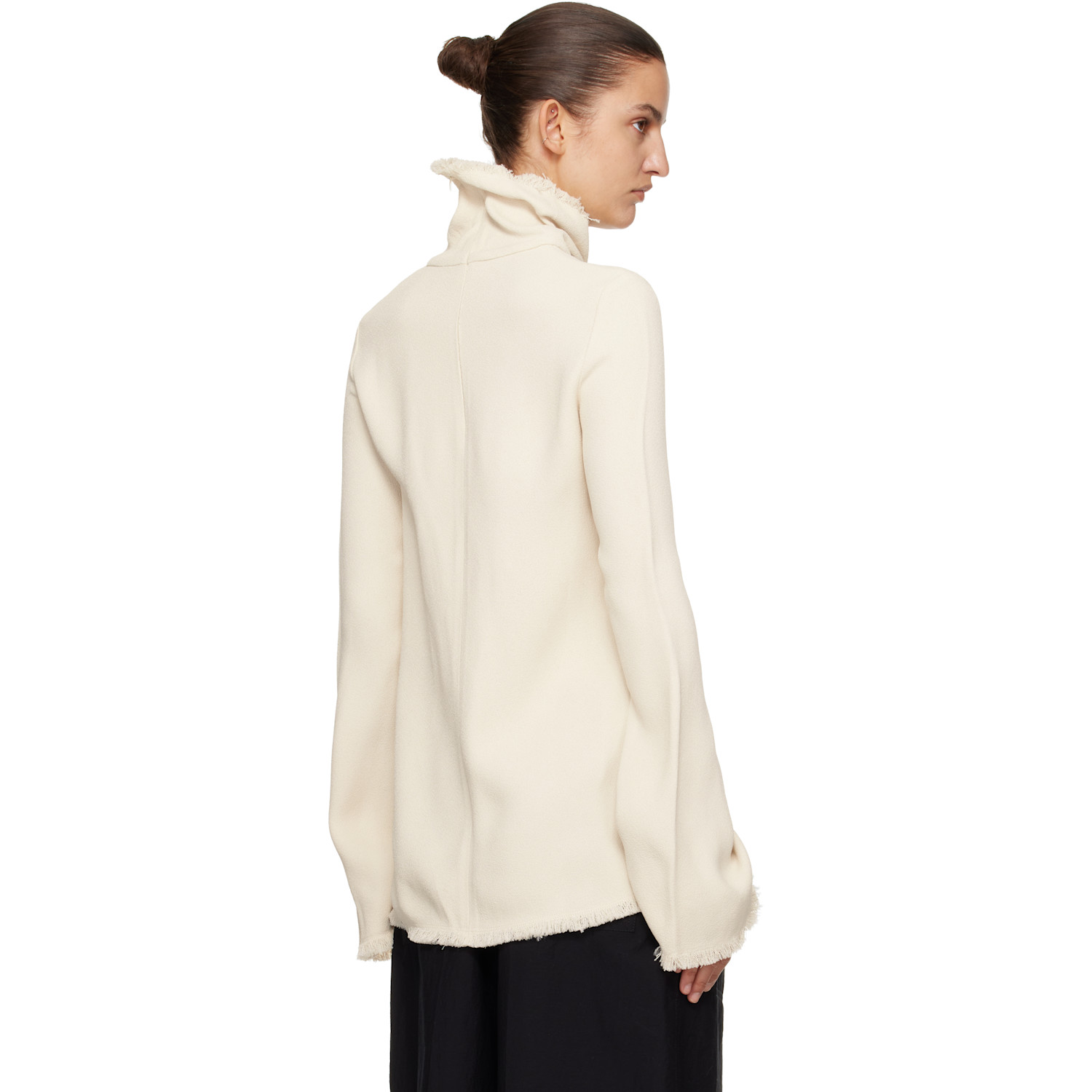  Toteme Beige Frayed-edge Slim Turtleneck 