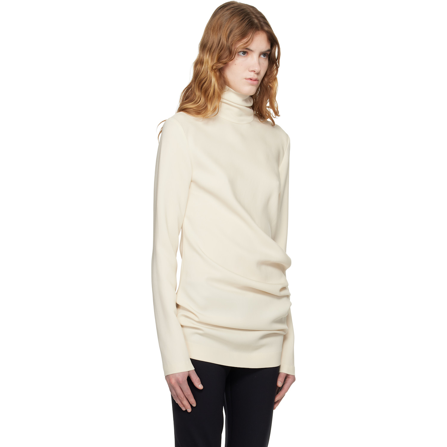  Toteme Off-white High-neck Twist Blouse 
