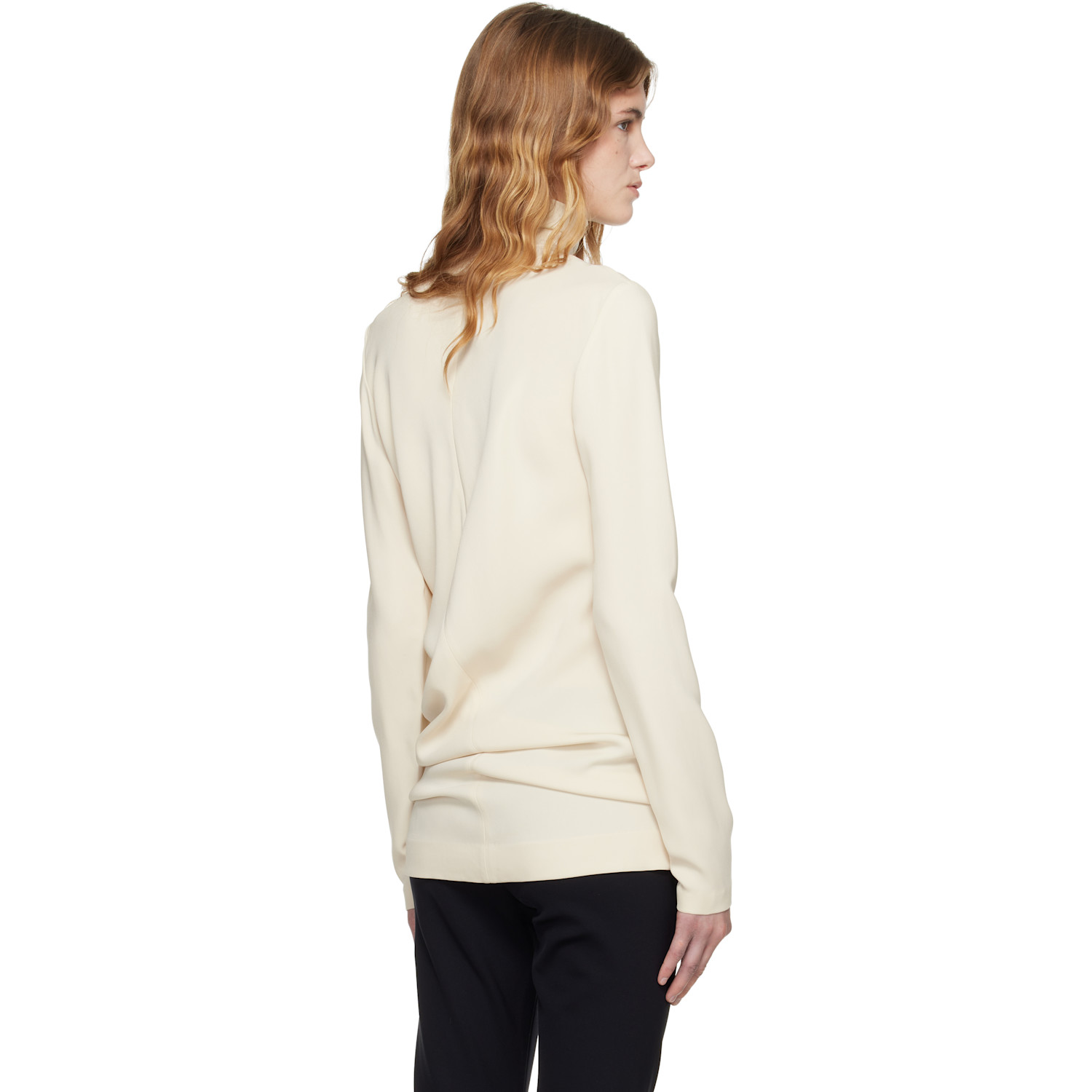  Toteme Off-white High-neck Twist Blouse 