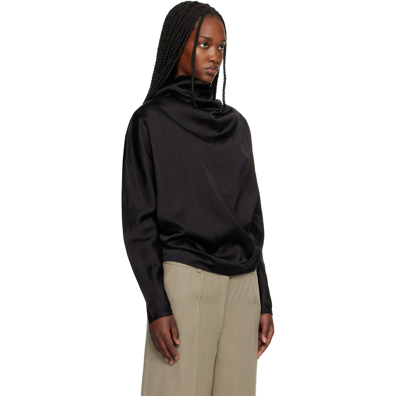  Toteme Black Cowl Neck Blouse 