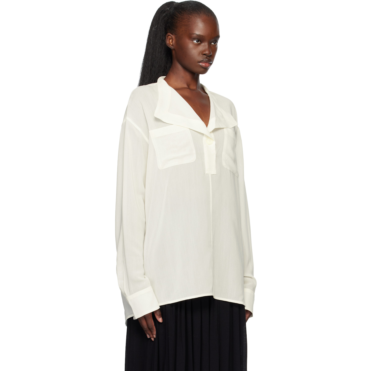  Toteme Off-white Overlapping Collar Blouse 