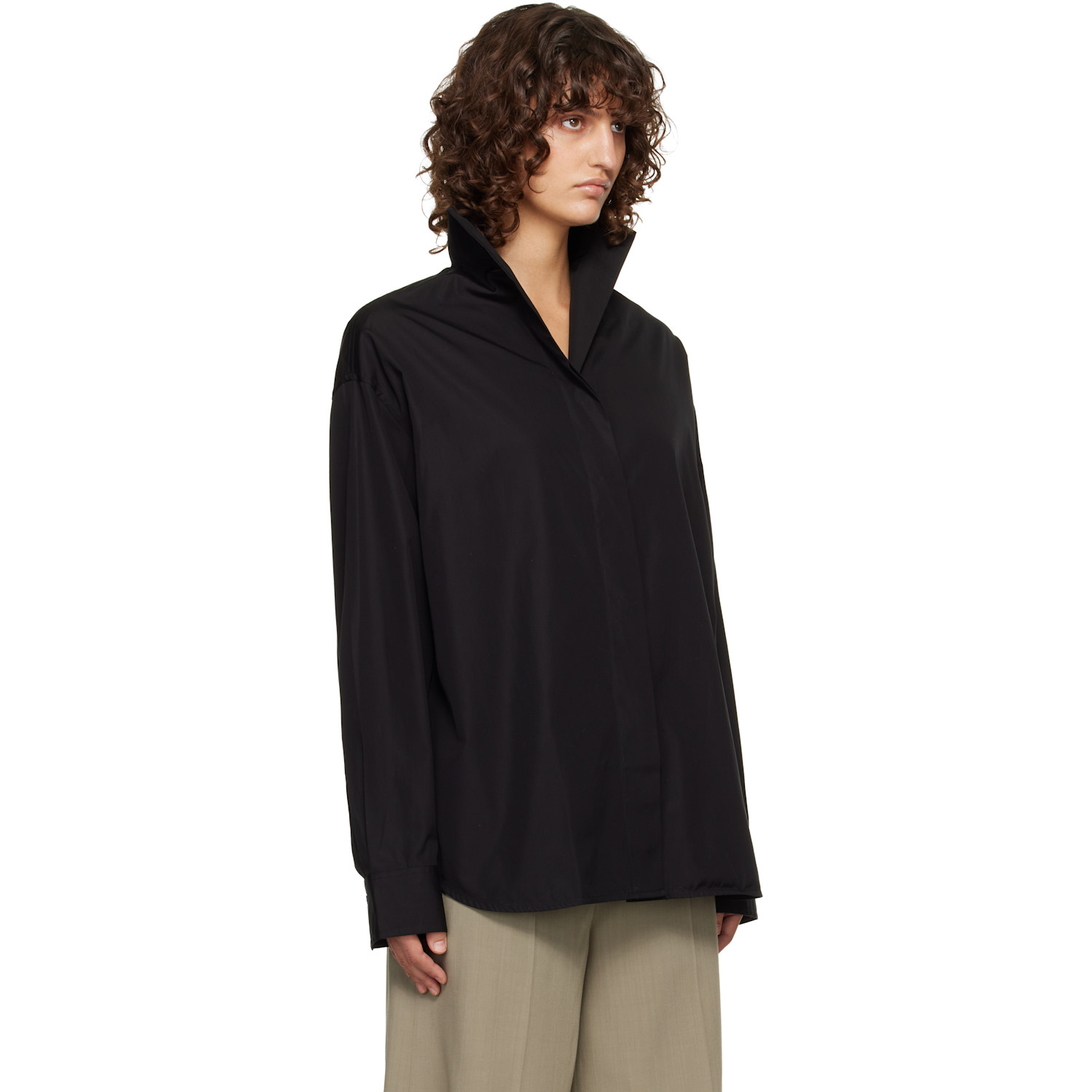  Toteme Black Sharp Poplin Shirt 