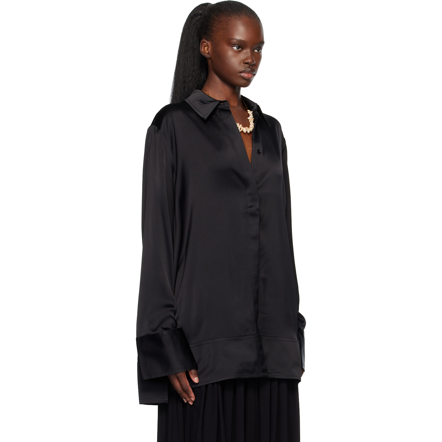  Toteme Black Soft Tuxedo Shirt 