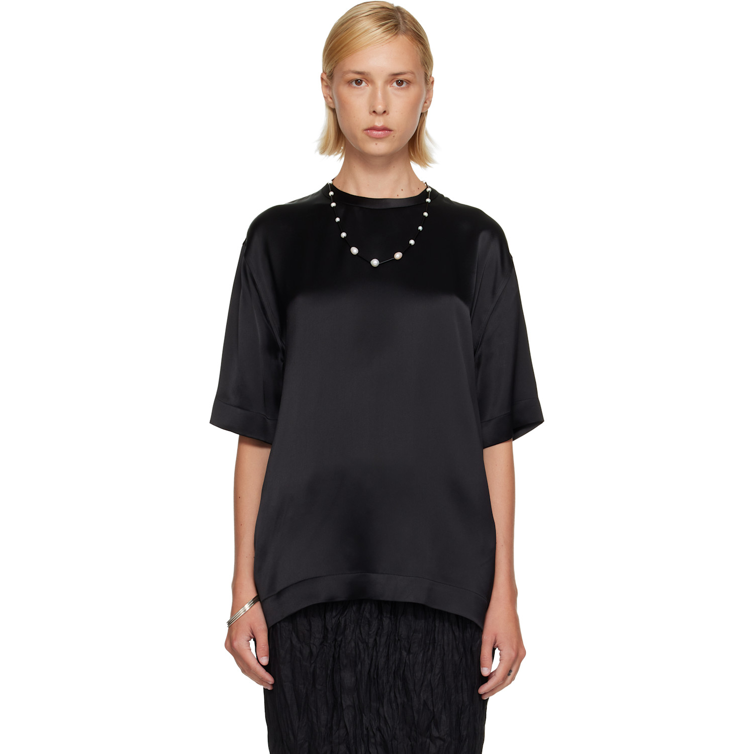 TOTEME Black Satin T-shirt