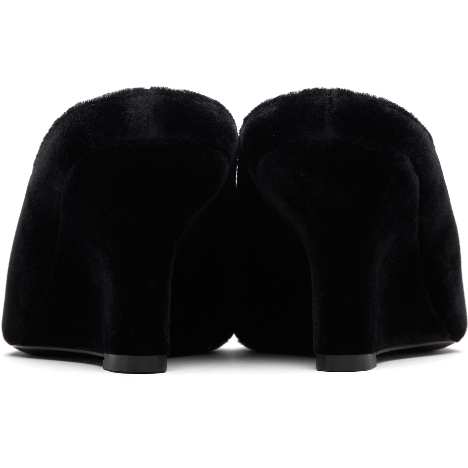  Toteme Black Peep-toe Velvet Wedge Mule Heels 