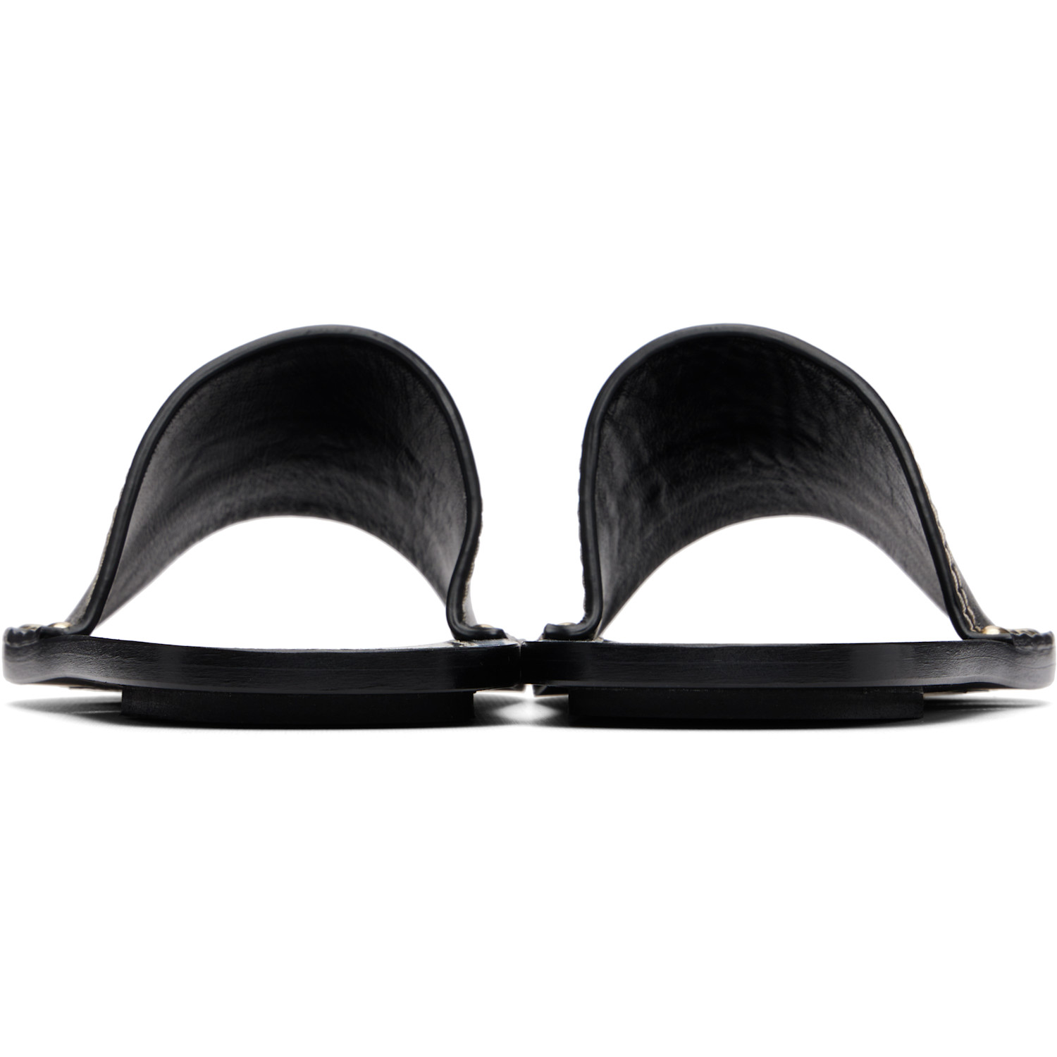  Toteme Black Studded Leather Slide Sandals 
