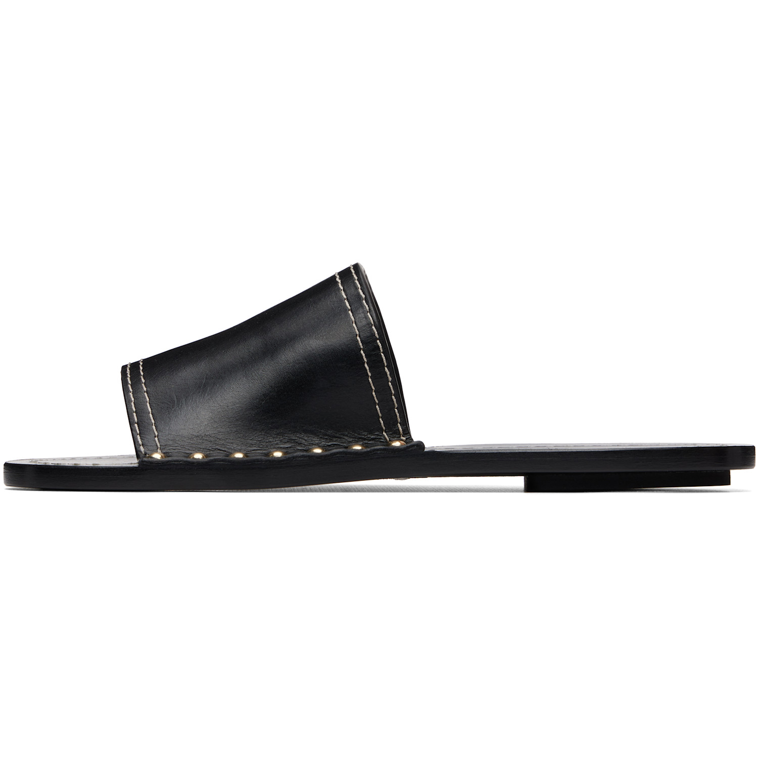  Toteme Black Studded Leather Slide Sandals 