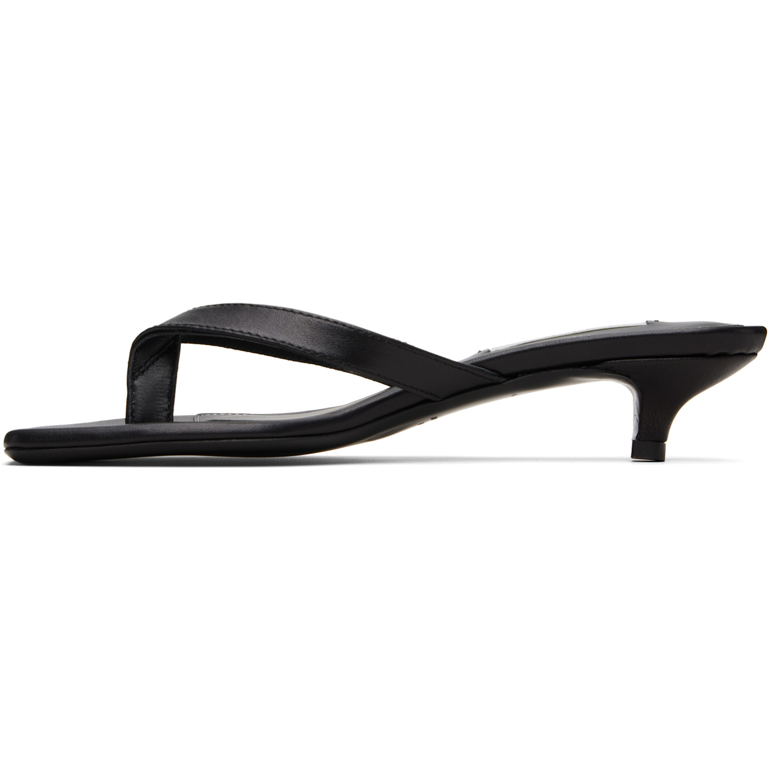  Toteme Black Leather Flip Flop Heeled Sandals 