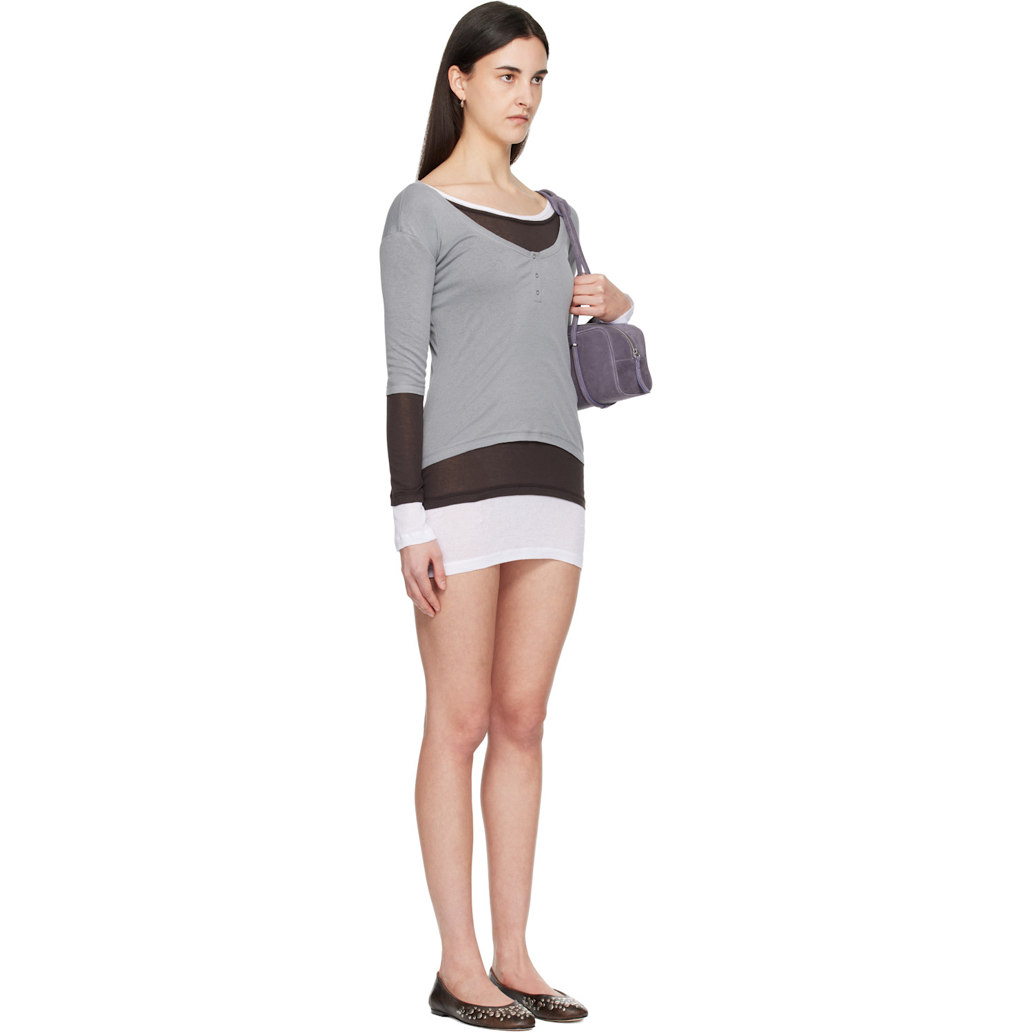  Gimaguas Gray & Brown Gemma Minidress 
