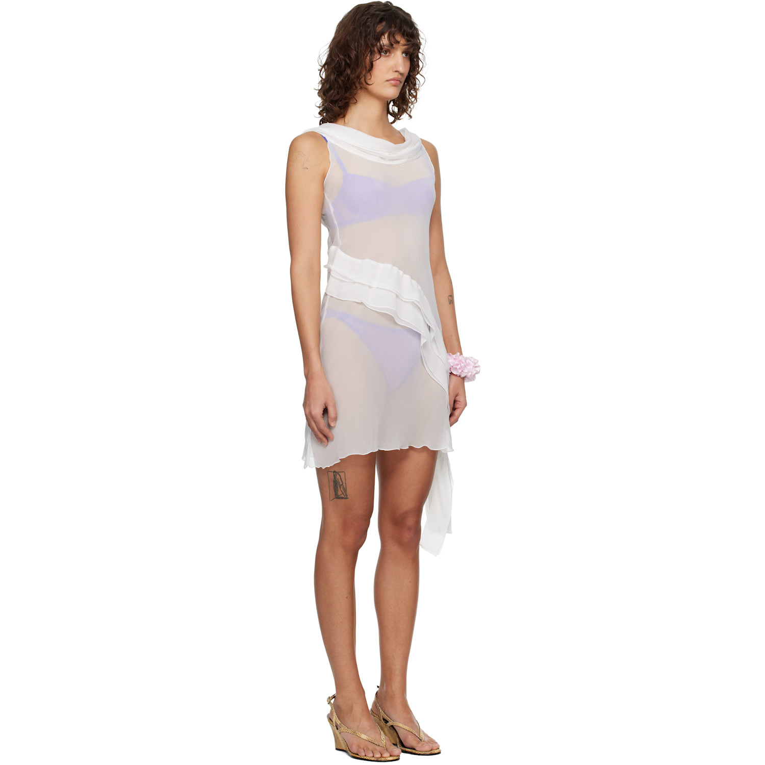  Gimaguas White Boa Minidress 