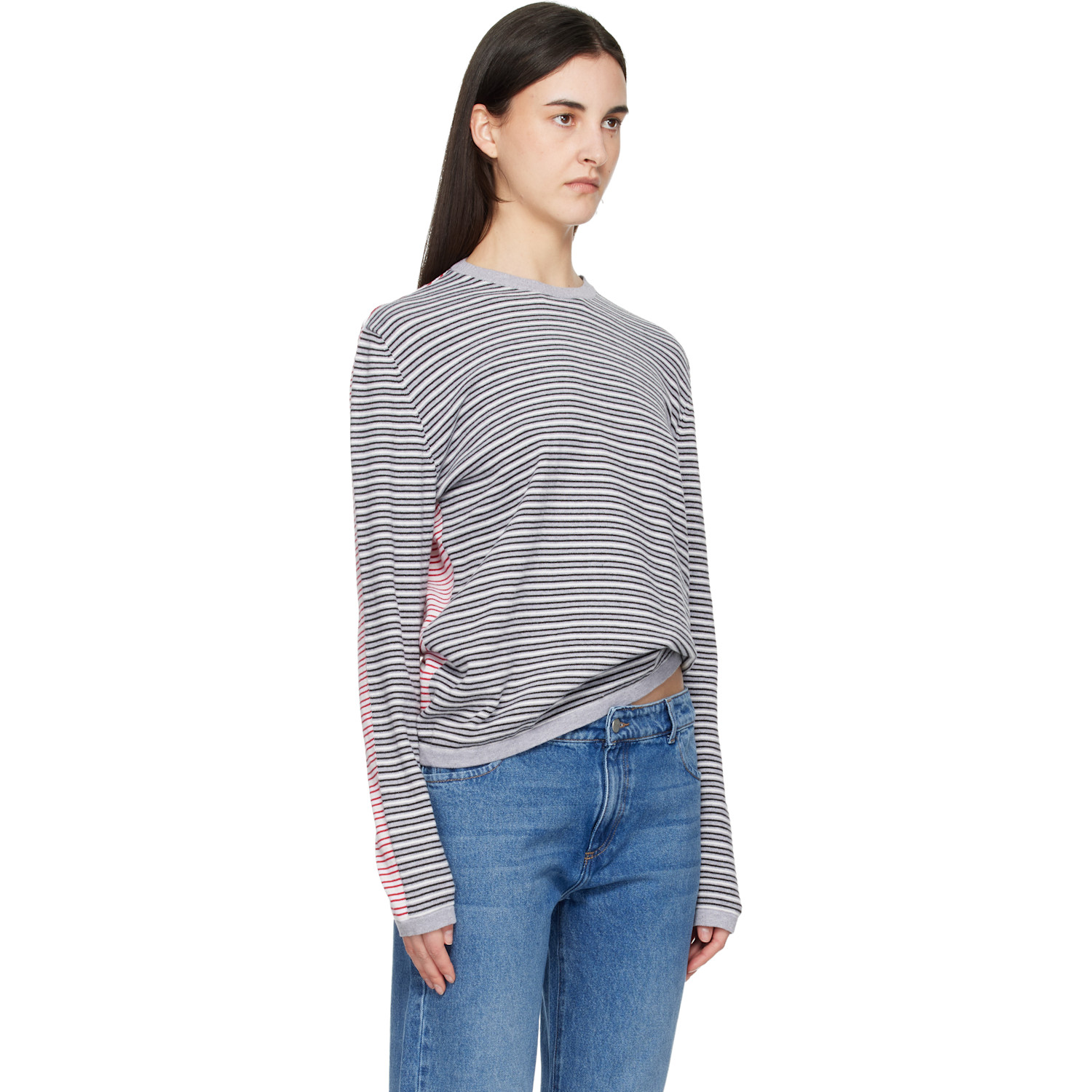  Gimaguas Gray & Red Pablo Stripes Sweater 