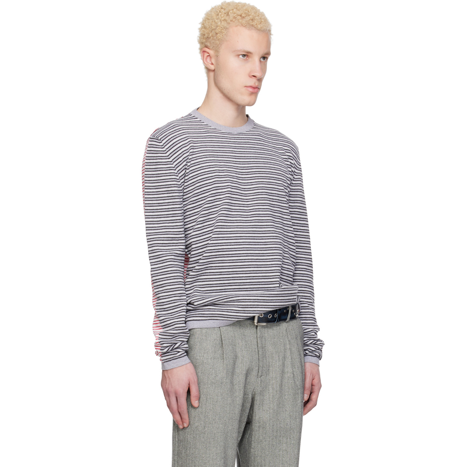  Gimaguas Gray & Red Pablo Stripes Sweater 
