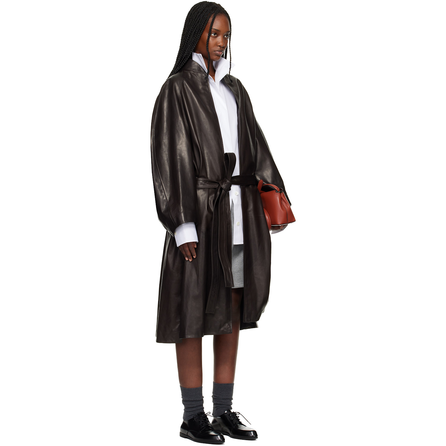  Fear Of God Brown Belted Leather Coat 