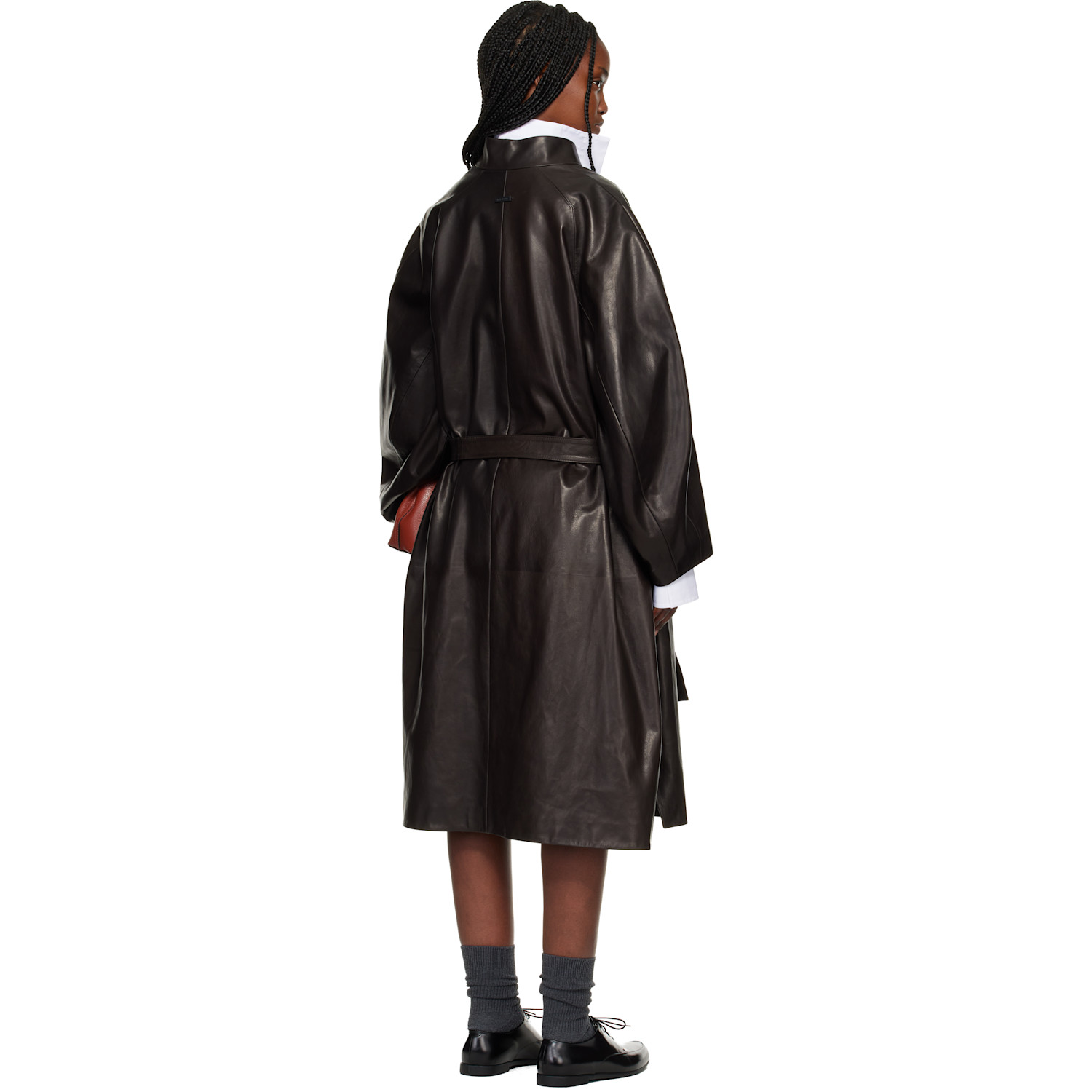  Fear Of God Brown Belted Leather Coat 
