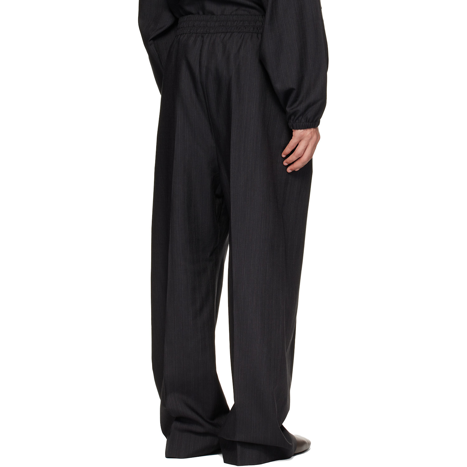 Fear Of God Black Striped Wool Wide Leg Drawstring Trousers 