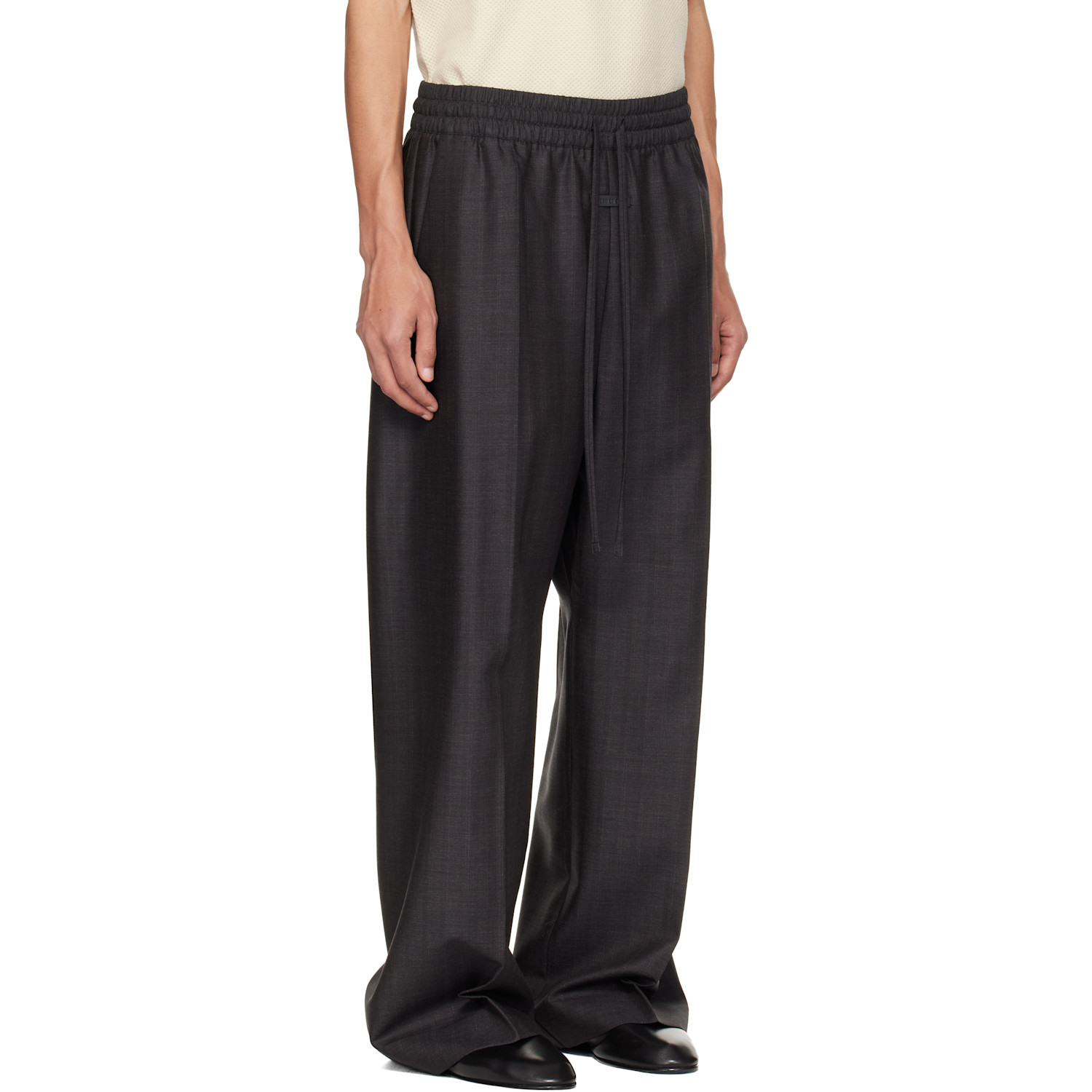  Fear Of God Gray Striped Wool Wide Leg Drawstring Trousers 